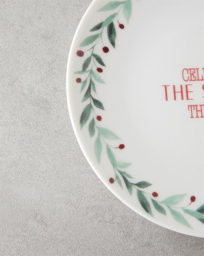 Wonderful Year Bone Porselen Pasta Tabağı 19 cm Kırmızı - Yeşil