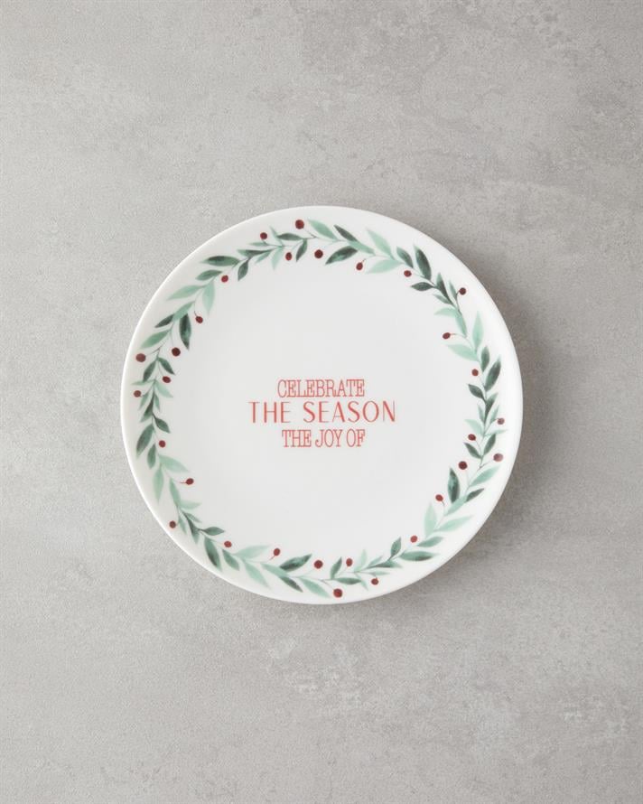 Wonderful Year Bone Porselen Pasta Tabağı 19 cm Kırmızı - Yeşil