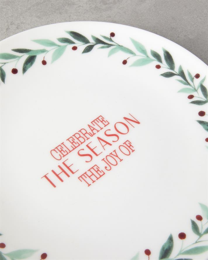 Wonderful Year Bone Porselen Pasta Tabağı 19 cm Kırmızı - Yeşil