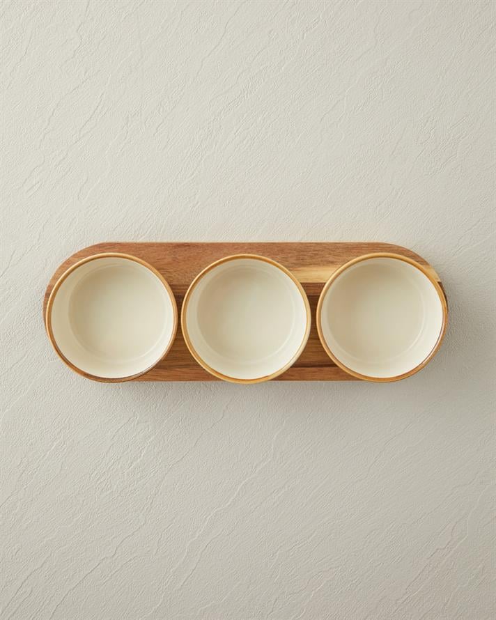 Woodcrest Akasya 4 Parça Sunumluk 10x10 cm Beyaz-Kahverengi