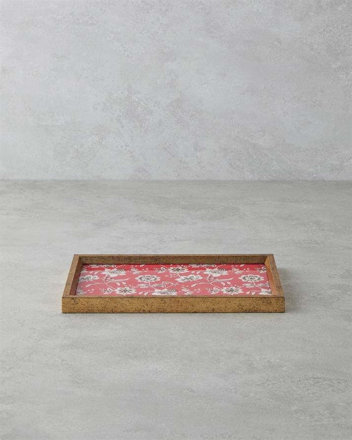 Woody Bergamot Dekoratif Tepsi 16x26 cm Kırmızı