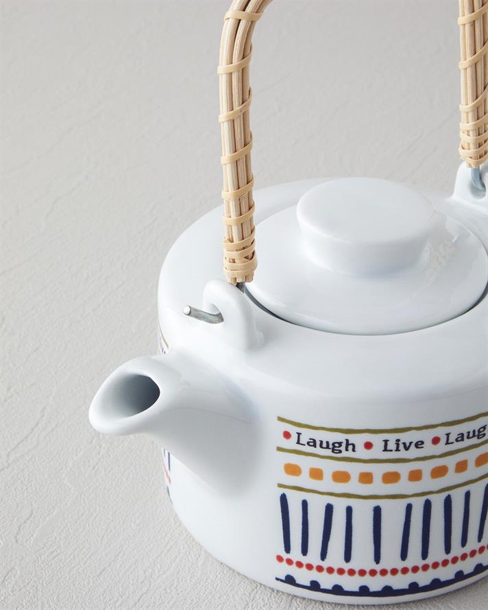 Wordy Porselen Demlik 850 ml Beyaz - Lacivert