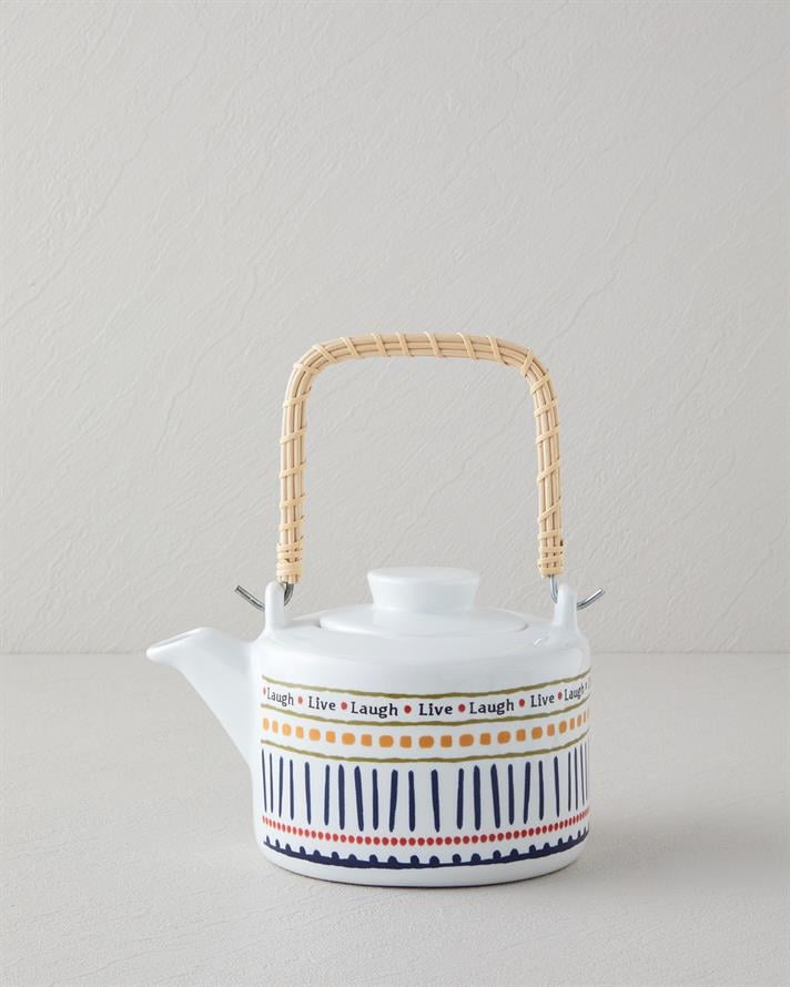 Wordy Porselen Demlik 850 ml Beyaz - Lacivert