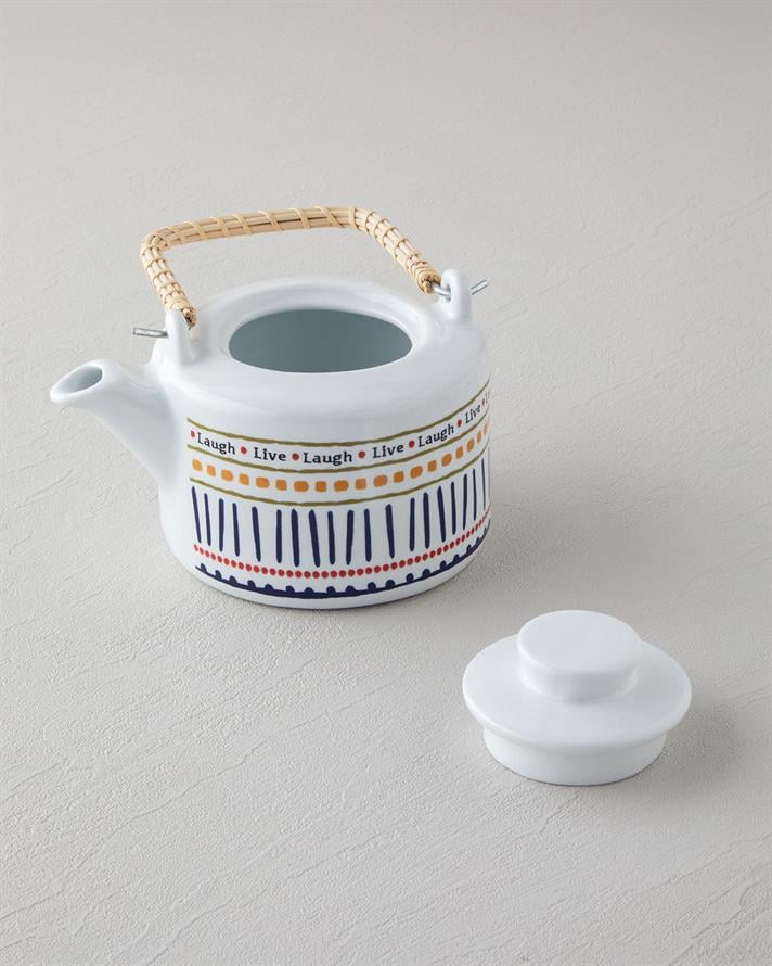 Wordy Porselen Demlik 850 ml Beyaz - Lacivert