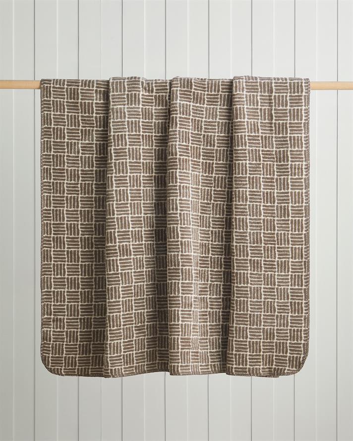 Woven Grid Pamuk Akrilik Çift Kişilik Battaniye 200x220 cm Kahverengi