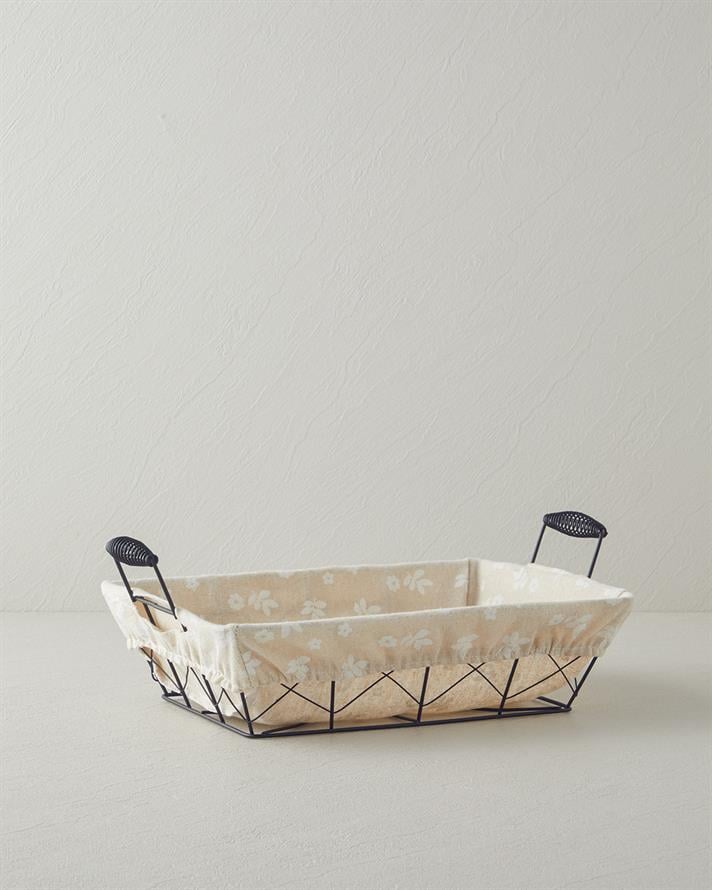 Woven Metal Ekmek Sepeti Krem