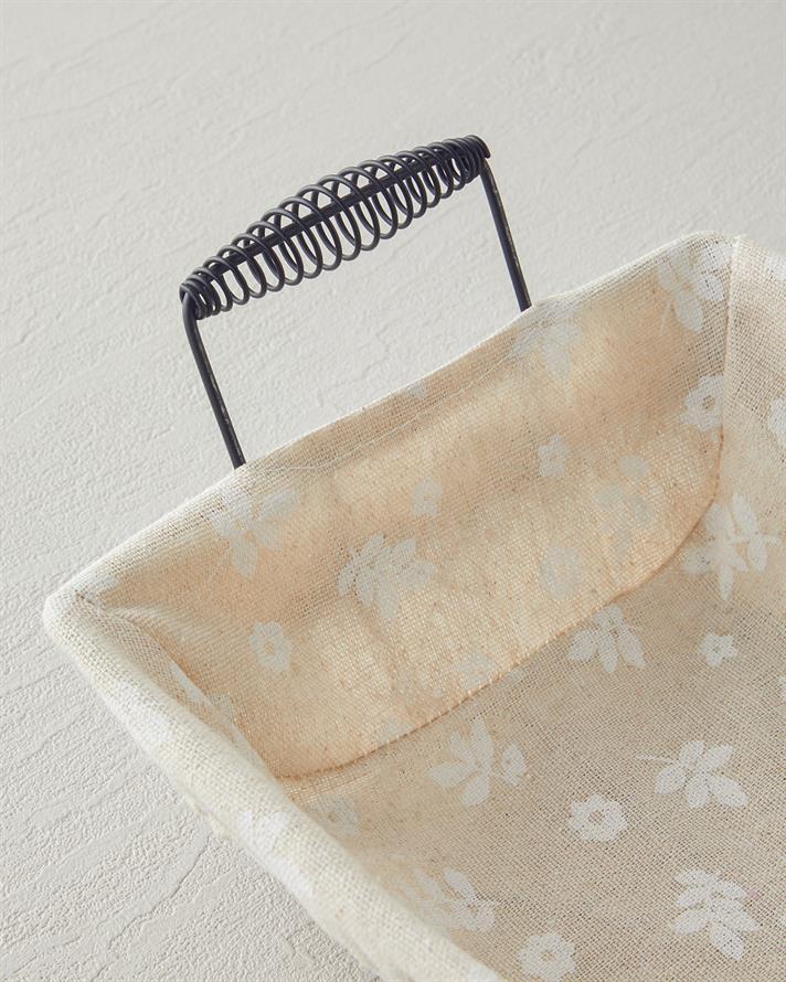 Woven Metal Ekmek Sepeti 30x23x8,5 cm Krem