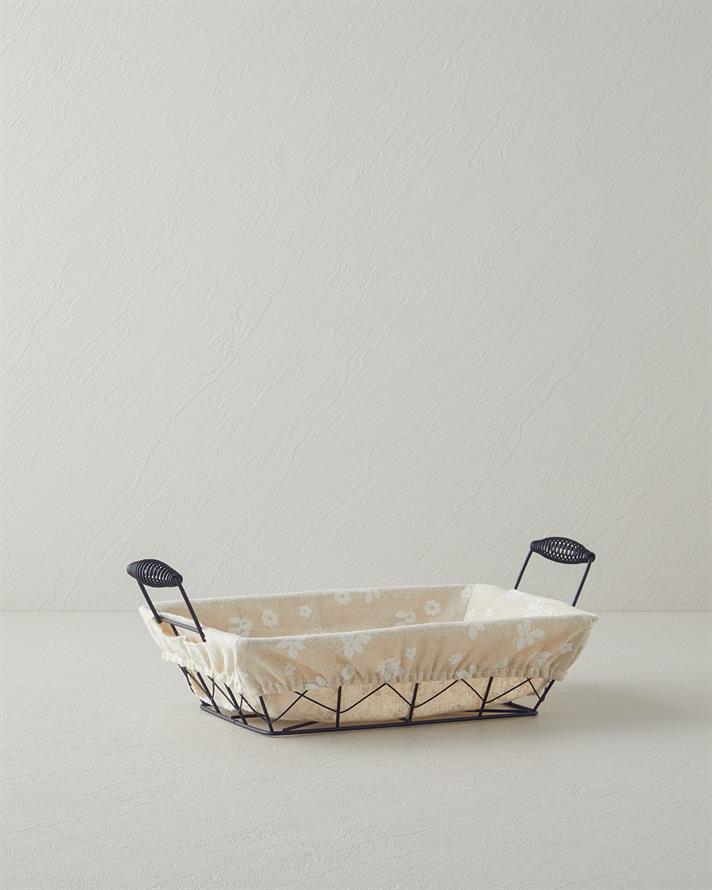 Woven Metal Ekmek Sepeti Krem