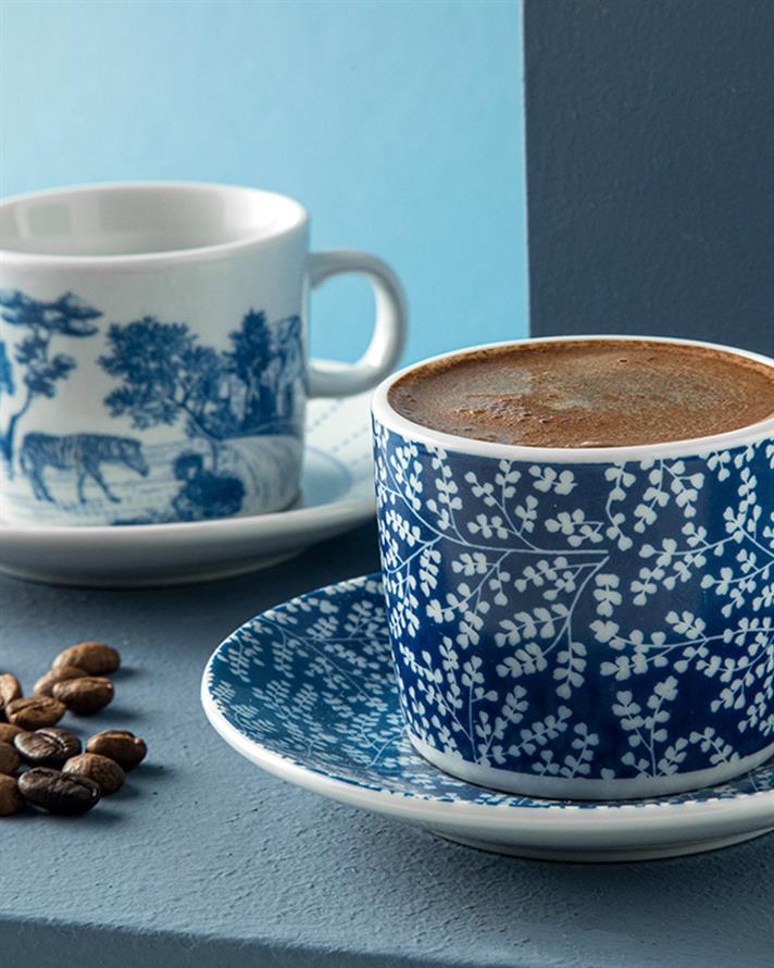 Zebra Porselen 4 Parça 2 Kişilik Kahve Fincan Takımı Lacivert