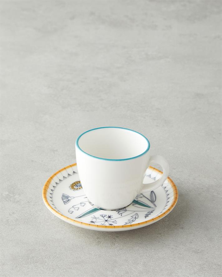 Zelia Bone Porselen 4 Parça 2 Kişilik Kahve Fincan Takımı 90 ml Renkli