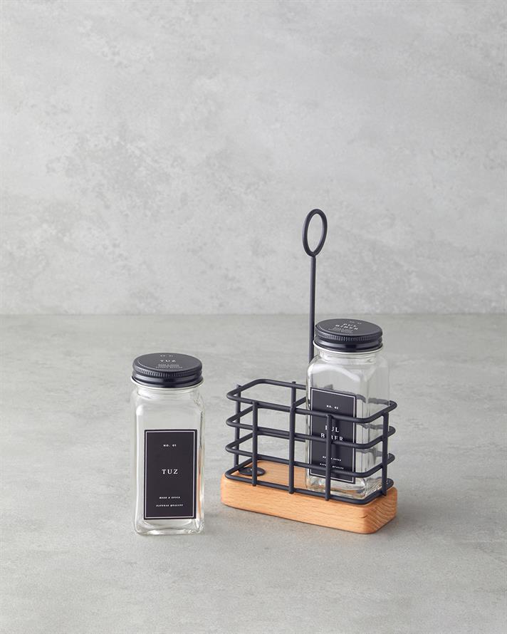 Zest Cam 2li Tuzluk - Biberlik 20x11x5 cm Siyah