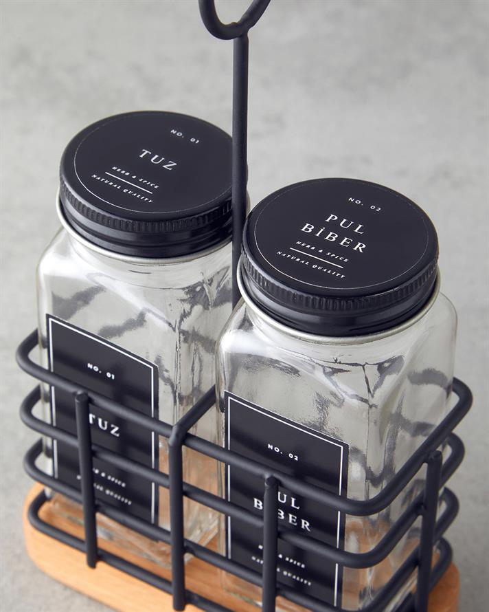 Zest Cam 2li Tuzluk - Biberlik 20x11x5 cm Siyah