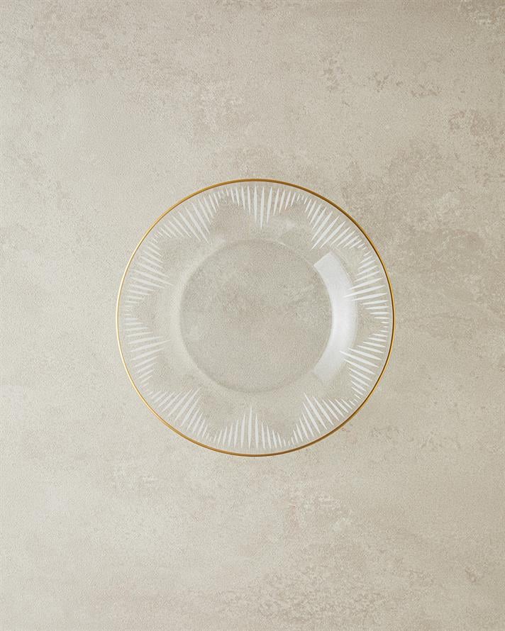 Zett Cam Pasta Tabağı 20 cm Gold