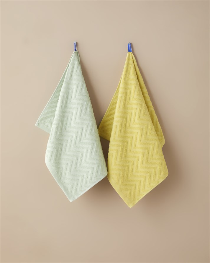 Zigzag Pamuk Yüz Havlusu 50x70 cm Limon Yeşili