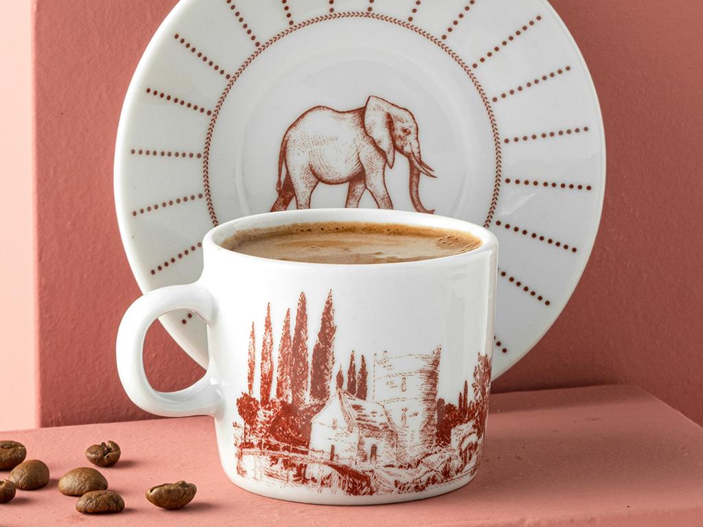 Elephant Porselen 4 Parça 2 Kişilik Kahve Fincan Takımı  Bordo000000010035684001 | English Home