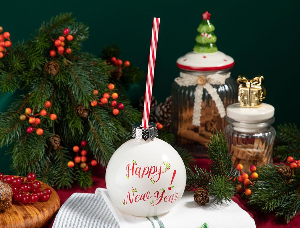 New Year Joy Cam Pipetli Bardak Beyaz000000010035945002 | English Home