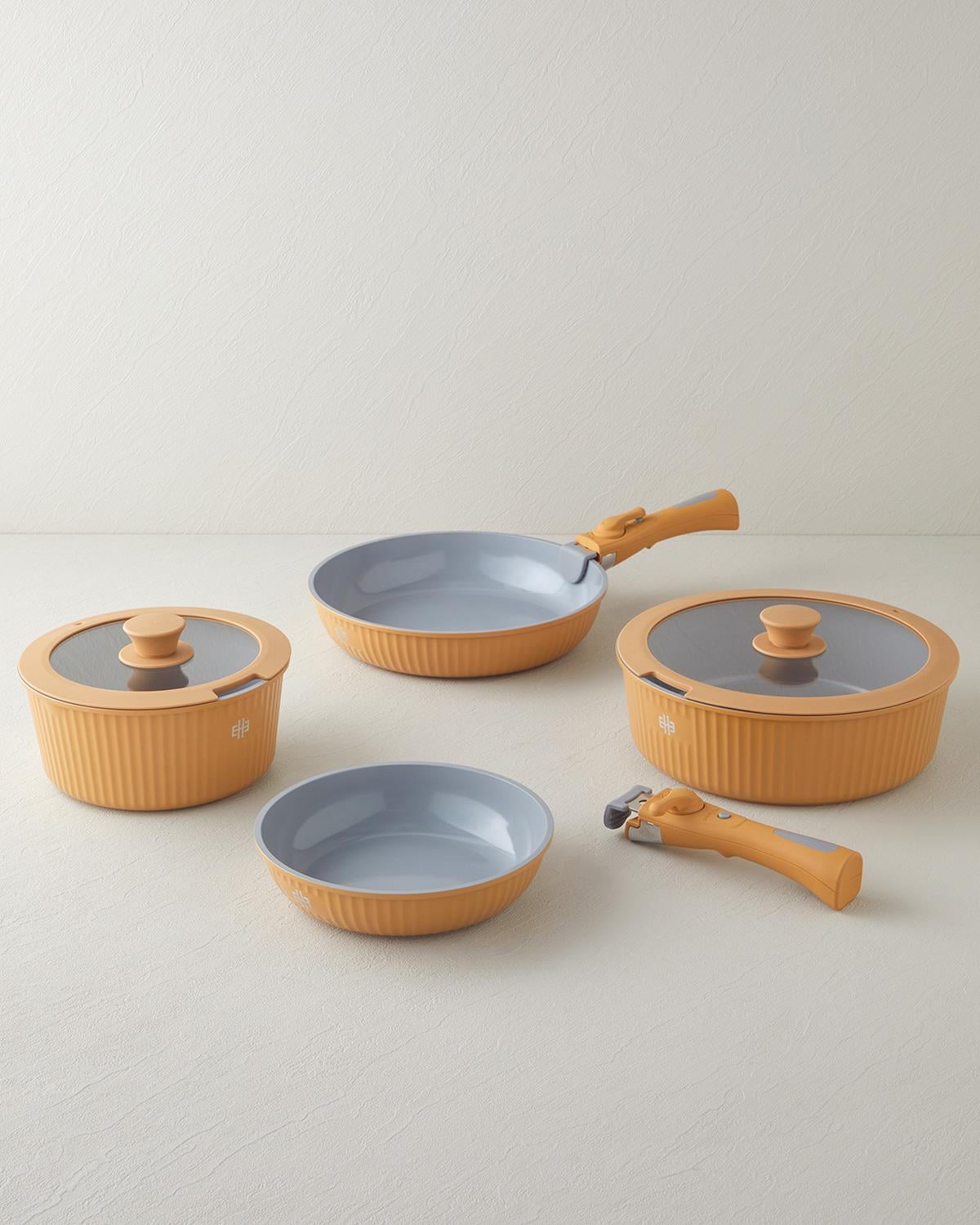 ClickEase CeraWell 8 Parça Tencere Seti 20 – 20 – 26 – 26 cm Hardal
