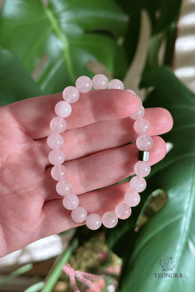 Pembe Kuvars Doğal Taş Bileklik (8mm)
