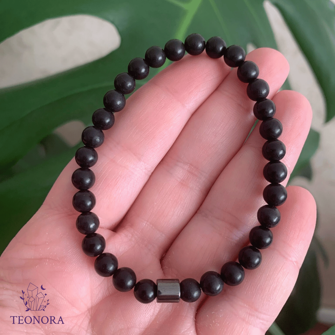 Shungite (Şungit) Doğal Taş Bileklik (6mm)