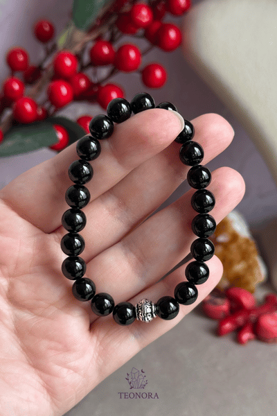 Siyah Turmalin Taşı Bileklik  (8mm)