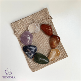 Çakra Taşları Kesesi (Tamburlanmış 7 Temel Çakra Taşı)