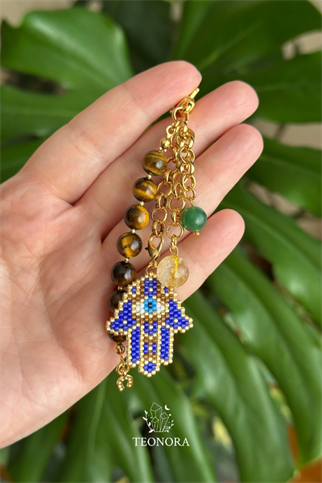 Kaplangözü Taşlı Fatma Ana Eli (Hamsa) Nazarlık Detaylı Charm
