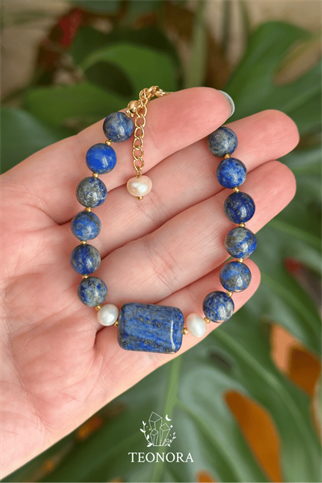 Lapis Lazuli & İnci Doğal Taş Bileklik