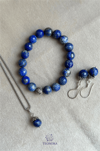 Lapis Lazuli Taşlı Gümüş Set (10mm)