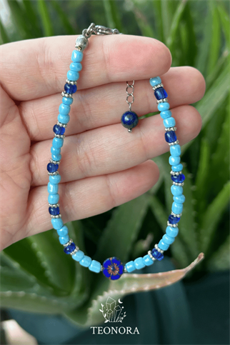 Lapis Lazuli Taşlı Mavi Halhal