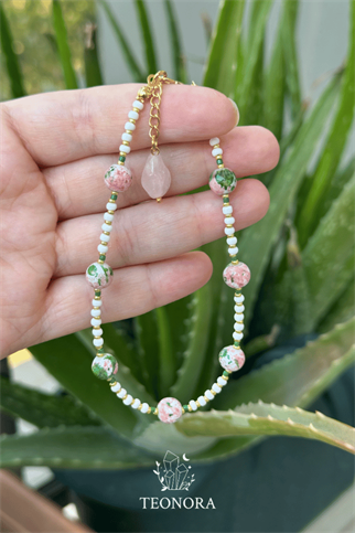 Pembe Kuvars Detaylı Halhal