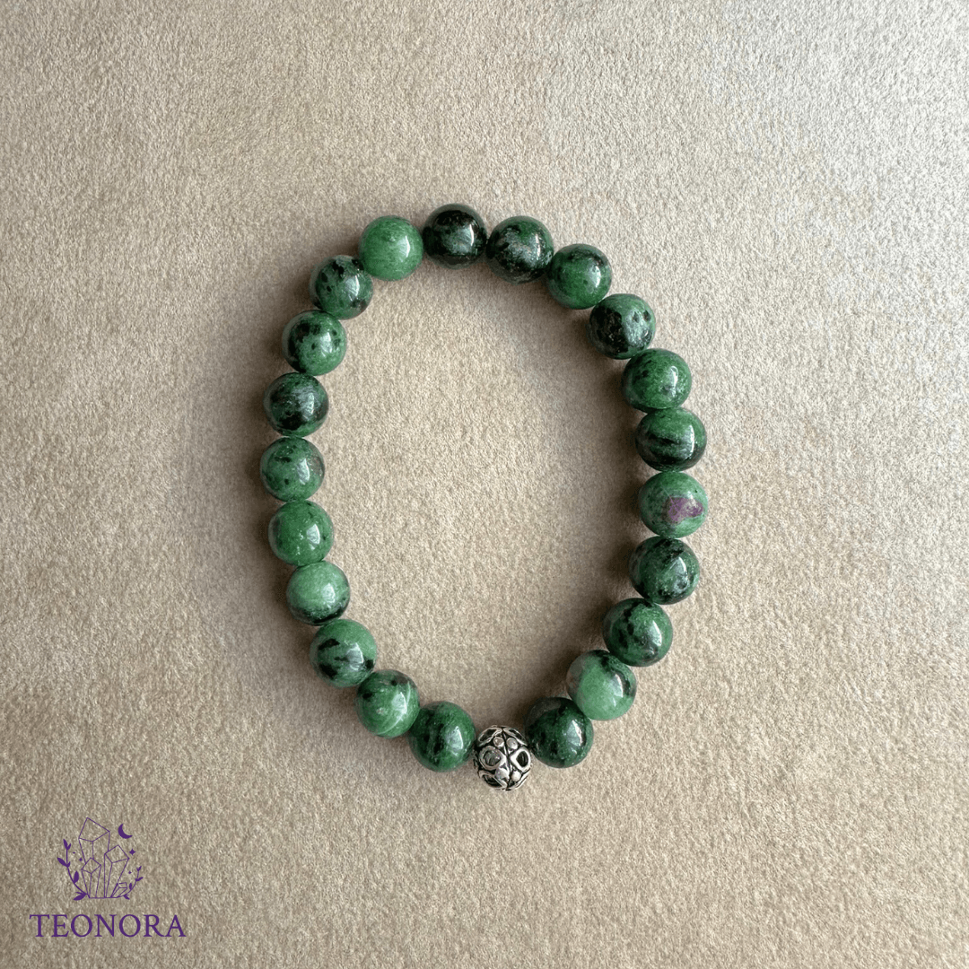 Anyolit (Rubyzoisite) Taşlı Bileklik (8mm) - Gümüş Aparatlı