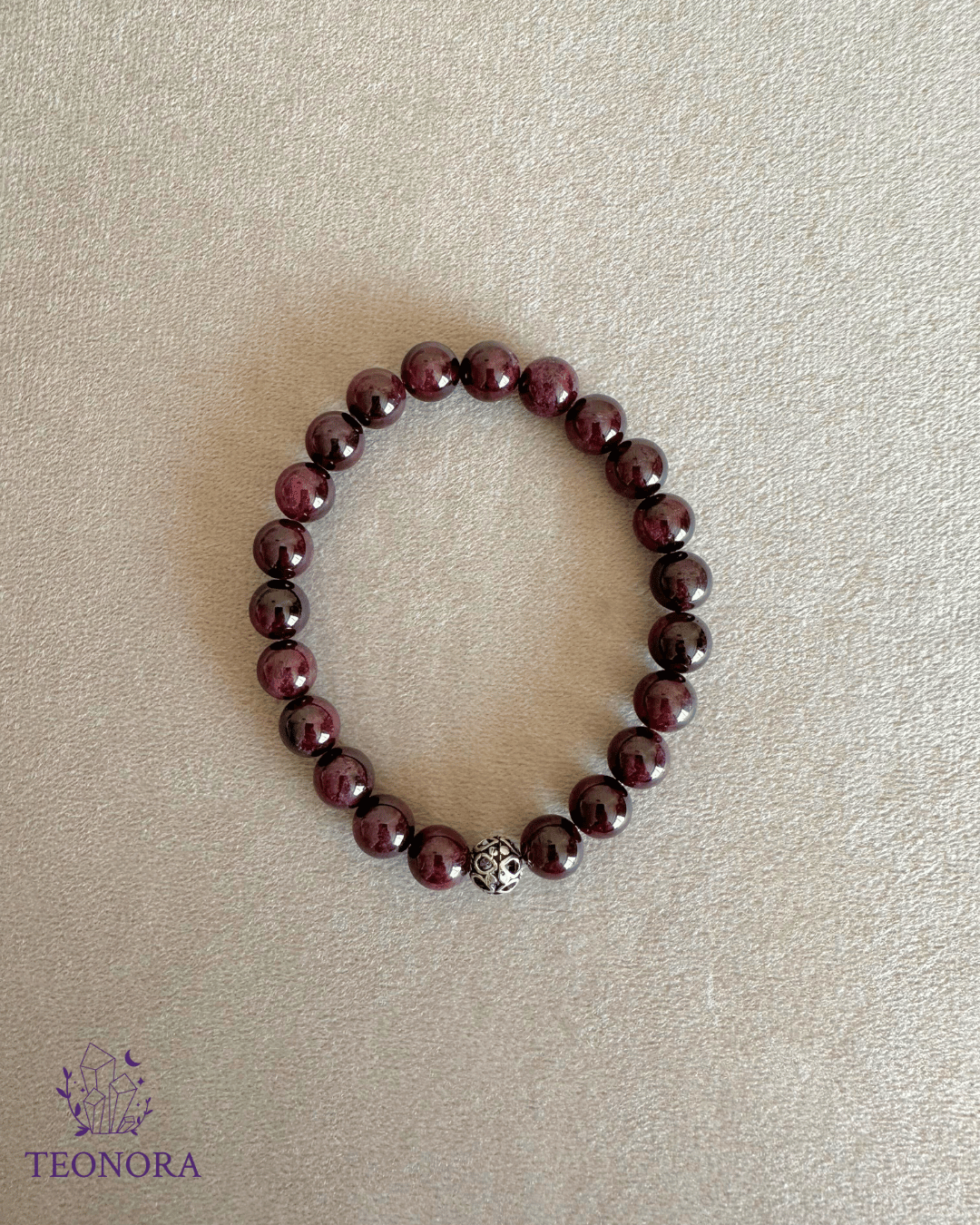 Granat (Garnet/Lal) Taşı Bileklik (8mm - Gümüş Aparatlı)