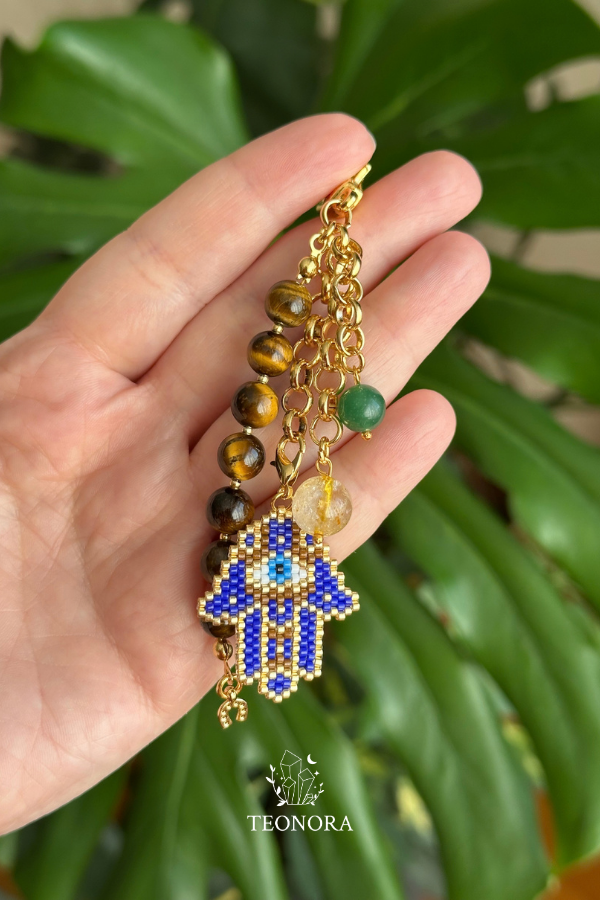 Kaplangözü Taşlı Fatma Ana Eli (Hamsa) Nazarlık Detaylı Charm