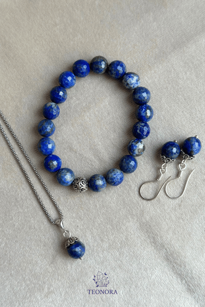 Lapis Lazuli Taşlı Gümüş Set (10mm)