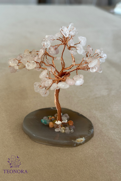 Pembe Kuvars Taşlı Enerji Ağacı