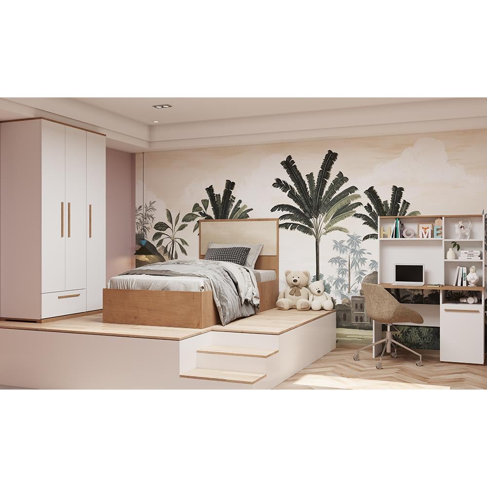 Eva 3'lü Çocuk&Genç Odası Takımı - Beyaz&Atlantik Çam