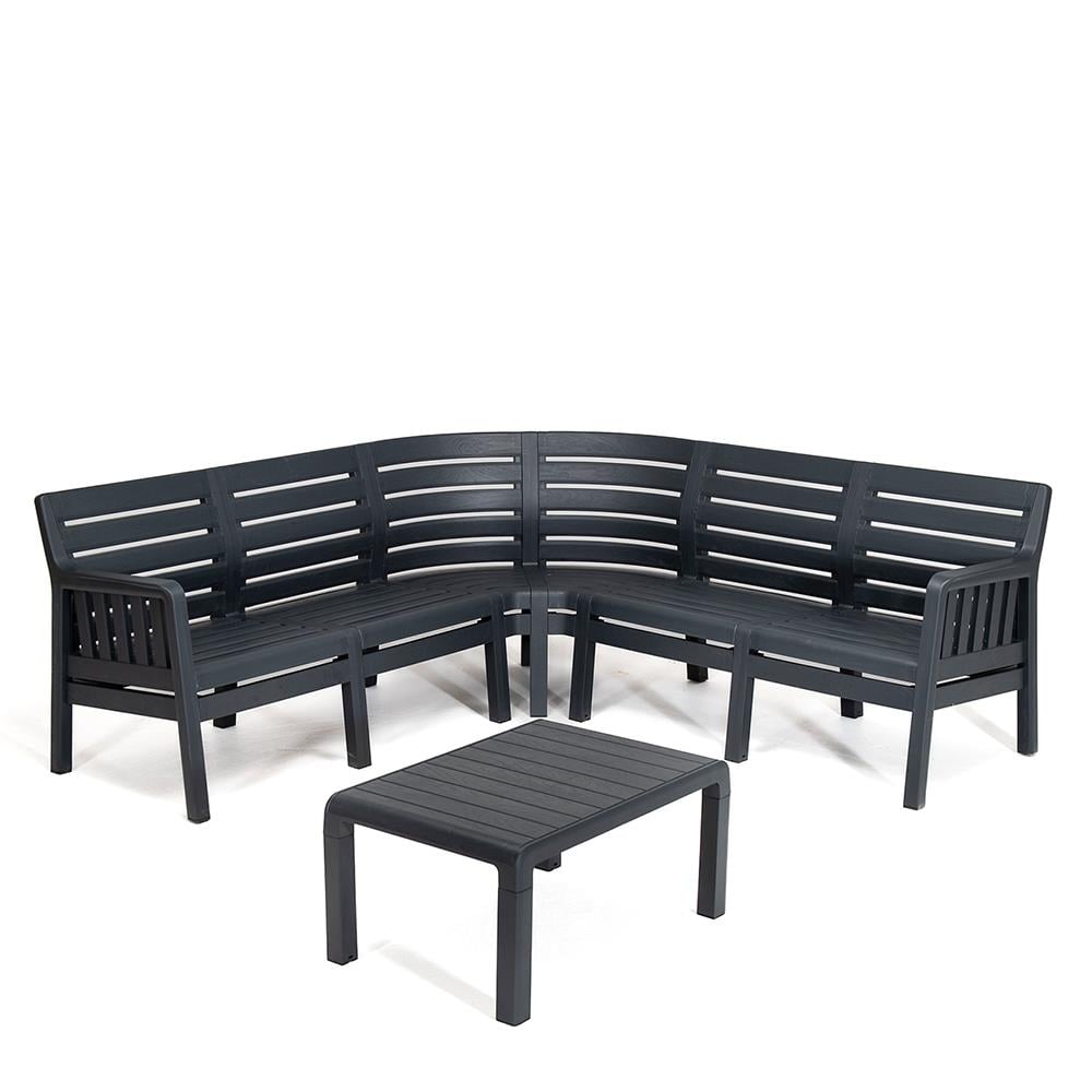 Lara Mindersiz Köşe Koltuk - Antrasit Bahçe Takımı Balkon - Bahçe - Teras Mobilyası 