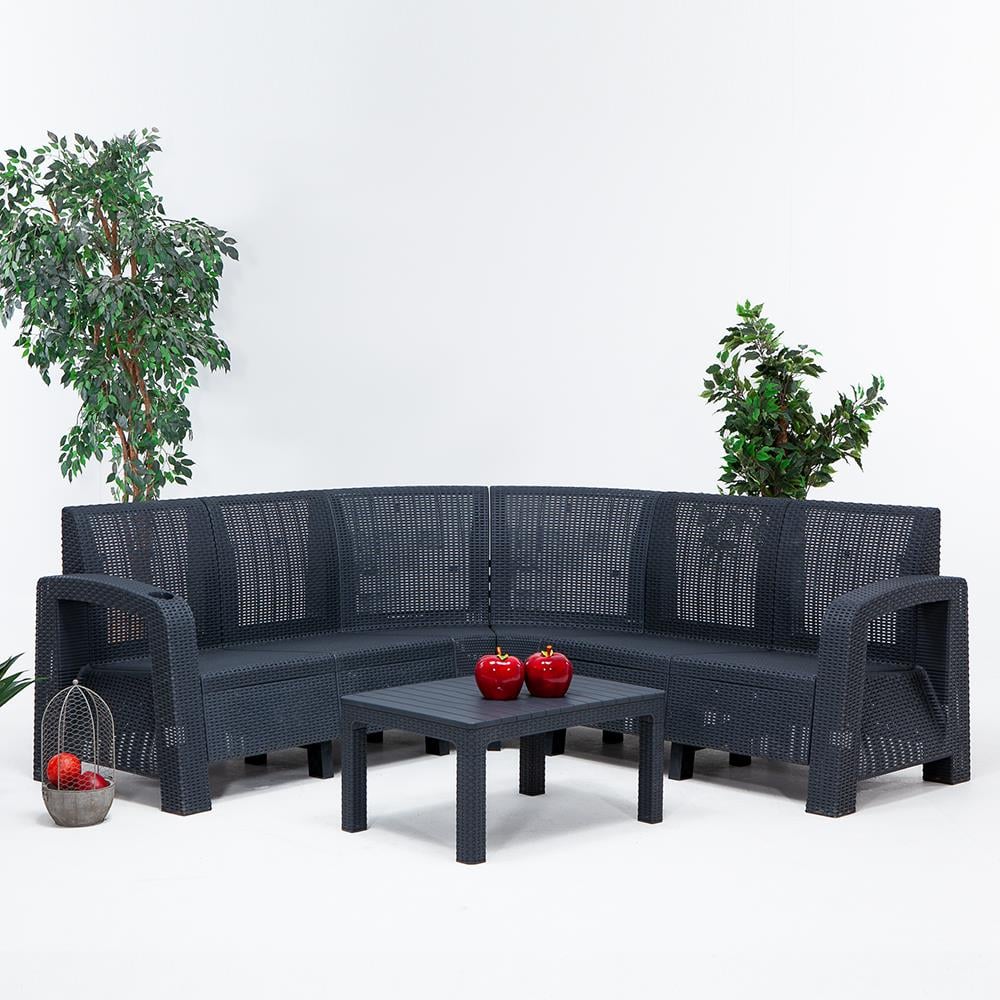 Olimpos 2/1 Mindersiz Köşe Bahçe&Balkon&Teras Mobilyası - Antrasit