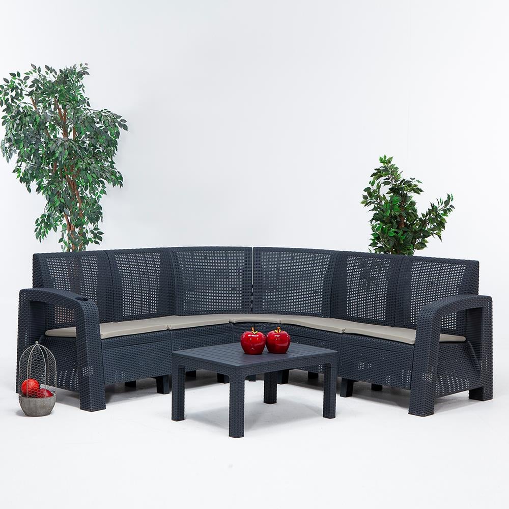 Olimpos 2/2 Mindersiz Köşe Bahçe&Balkon&Teras Mobilyası - Antrasit