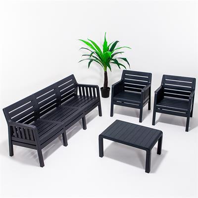Lara (3+1+1+S)- Antrasit Bahçe Takımı Balkon - Bahçe - Teras Mobilyası 