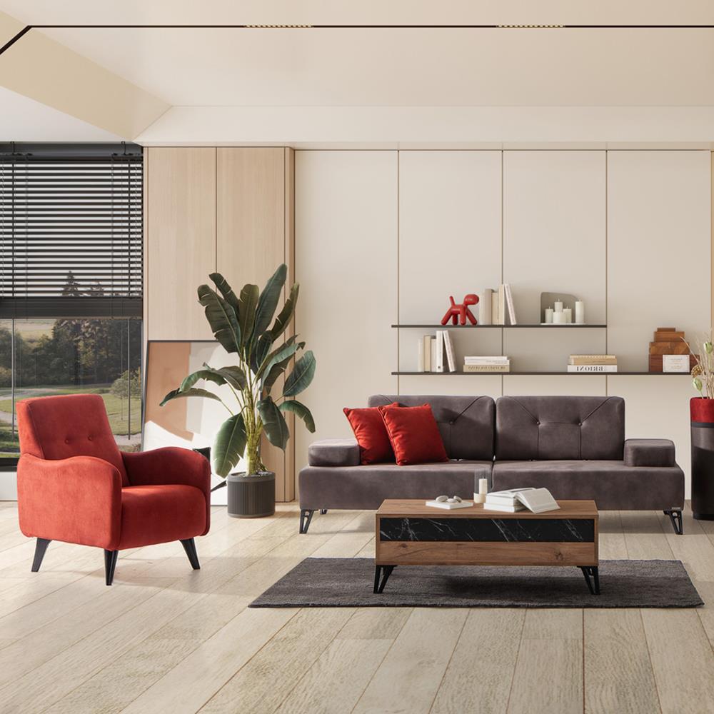 Avrupa 3+1 Salon&oturma Odası Koltuk Takımı - Antrasit&Bordo