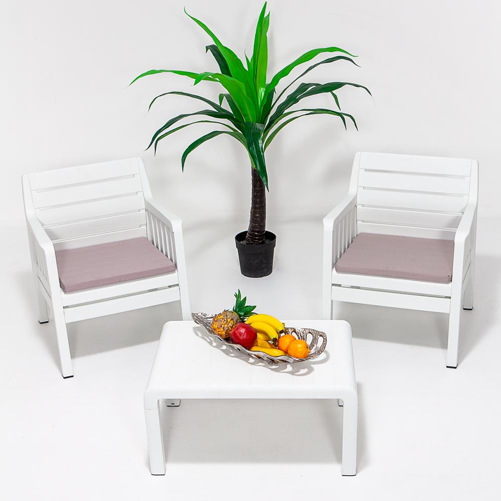 Lara Minderli 1+1+S Bahçe&Balkon&Teras Mobilyası - Beyaz