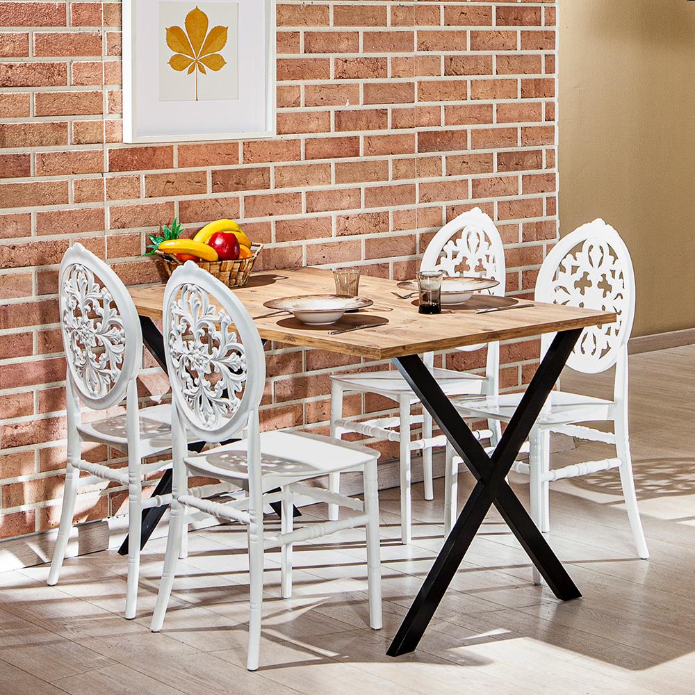 Matrix Maxima Açık Ceviz / Venüs Masa Takımı - Beyaz