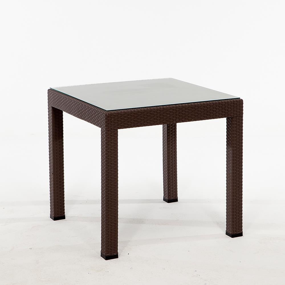 Rattan 80x80 Camlı Masa Kahve