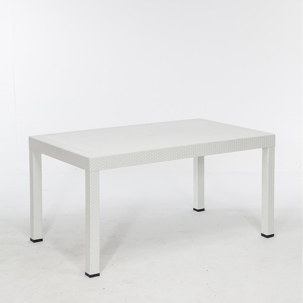 Rattan 90x150 Camsız Masa- Beyaz