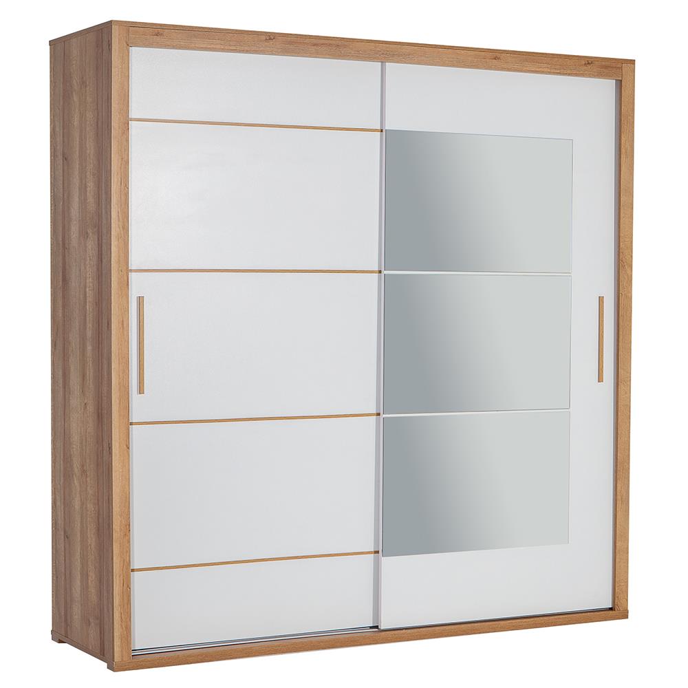 Tuana 210'lık Sürgülü Gardırop- Sarı Meşe/Beyaz