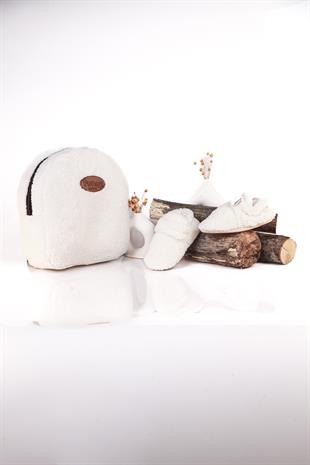 ÇOCUK ÇANTASI + PATİK SETİ KOMBİN POLAR ÇANTA PANDUF SETİ