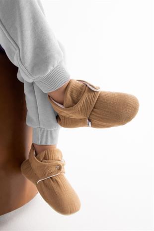 FUNNY BABY ORGANİK MÜSLİN  PANDUF KAYDIRMAZ ERGONOMİK TABAN RAHAT HAVA ALAN VEGAN 