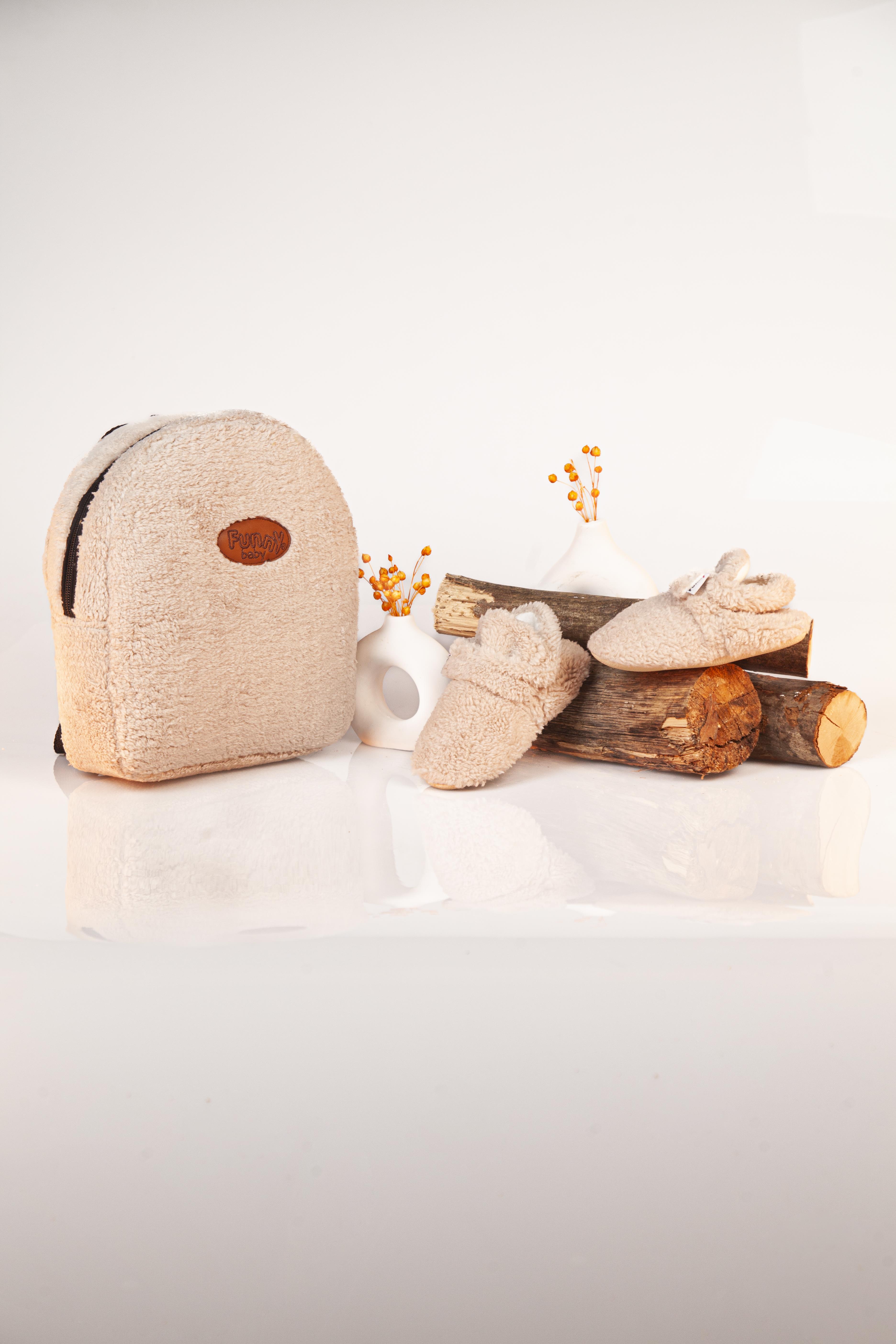ÇOCUK ÇANTASI + PATİK SETİ KOMBİN POLAR ÇANTA PANDUF SETİ