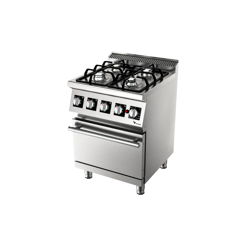 Gastrotech GKF6020 – 4 Brülörlü Gazlı Kuzine (Fırınlı)
